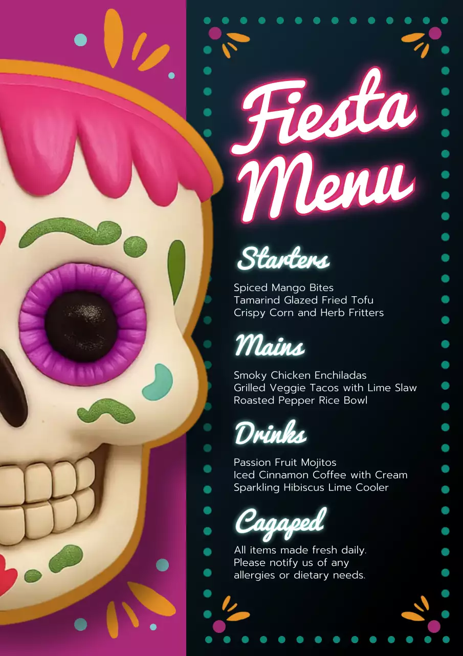 Purple Festive Food Menu Poster
