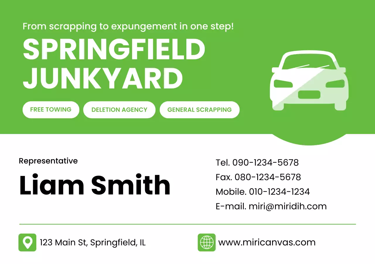 danh thiếp bãi phế liệu hiện đại màu xanh lá cây