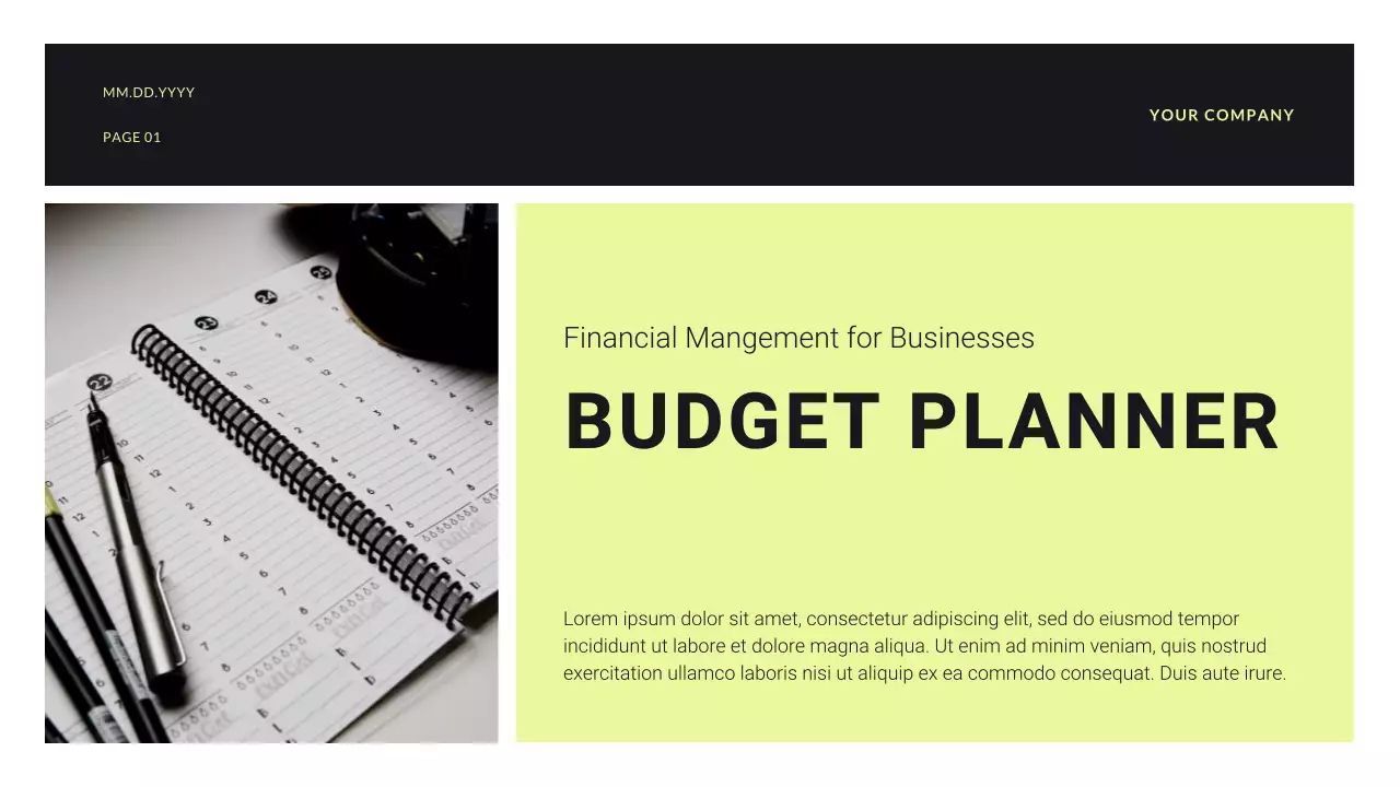 Black Modern Budget Planner Presentation