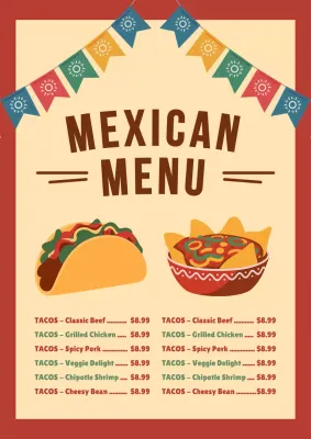 Beige Traditional Taco Menu Poster