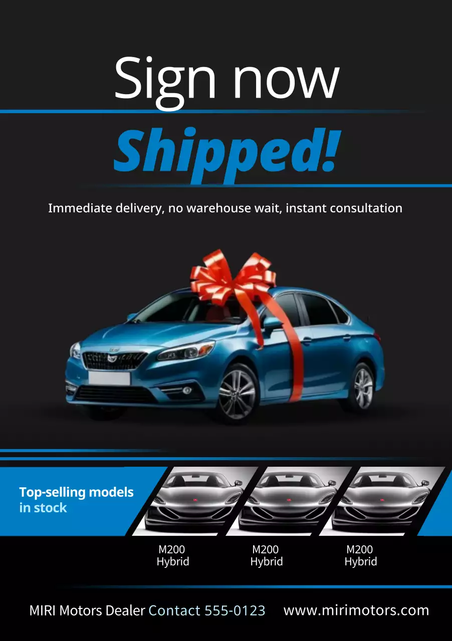 Promosi iklan mobil modern berwarna biru