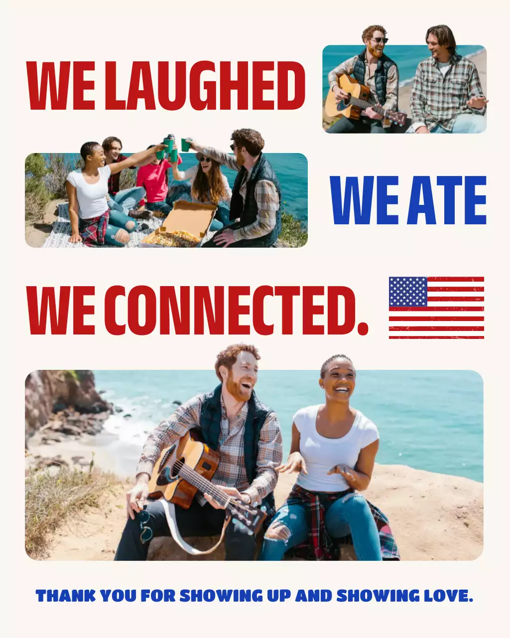 Red and Blue Bold Labor Day Community Picnic Instagram Carousel Post