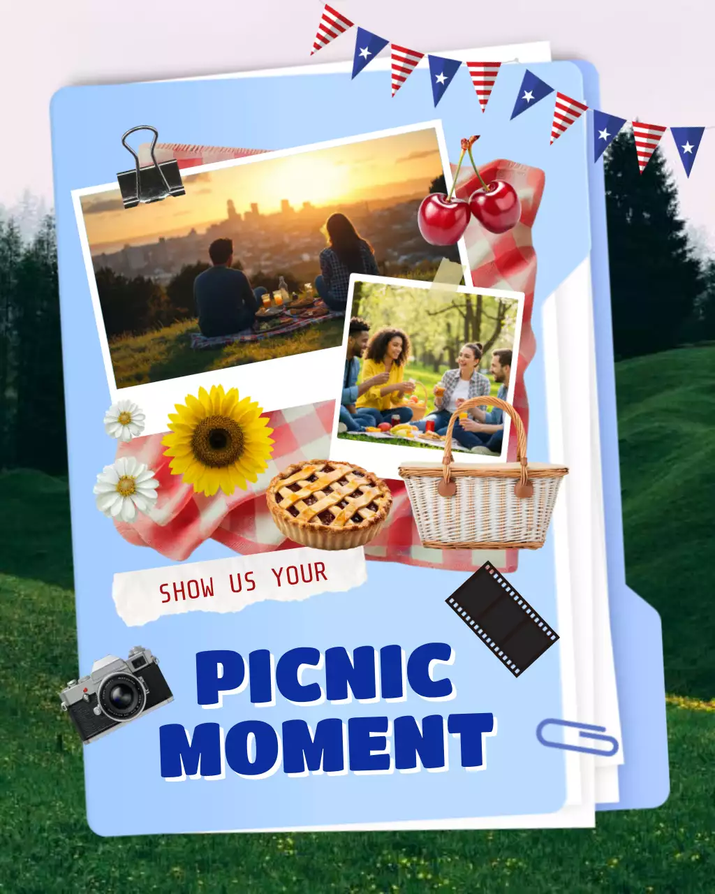 Blue and Beige Labor Day Community Picnic Instagram Carousel Post