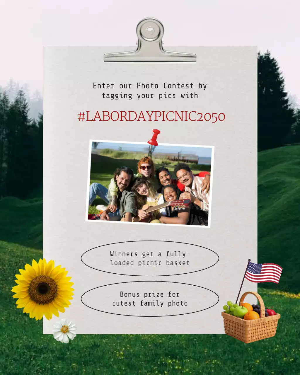 Blue and Beige Labor Day Community Picnic Instagram Carousel Post