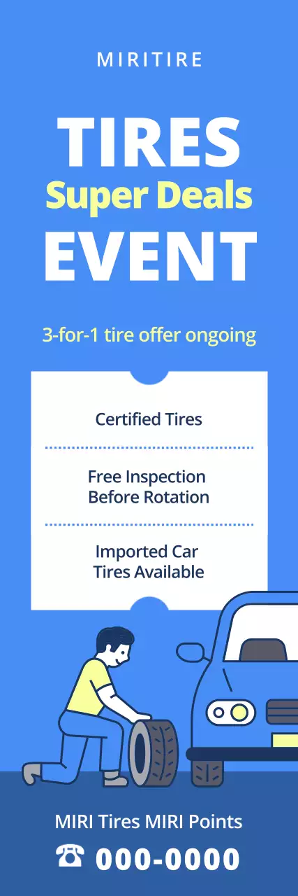 promoção de pneu moderno azul