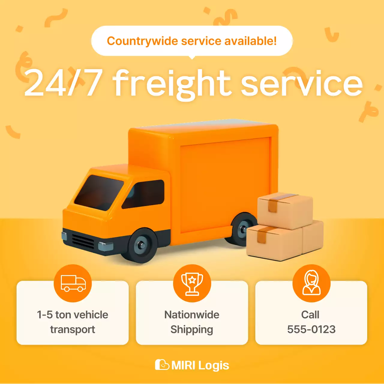 Orange modern freight service advertisement