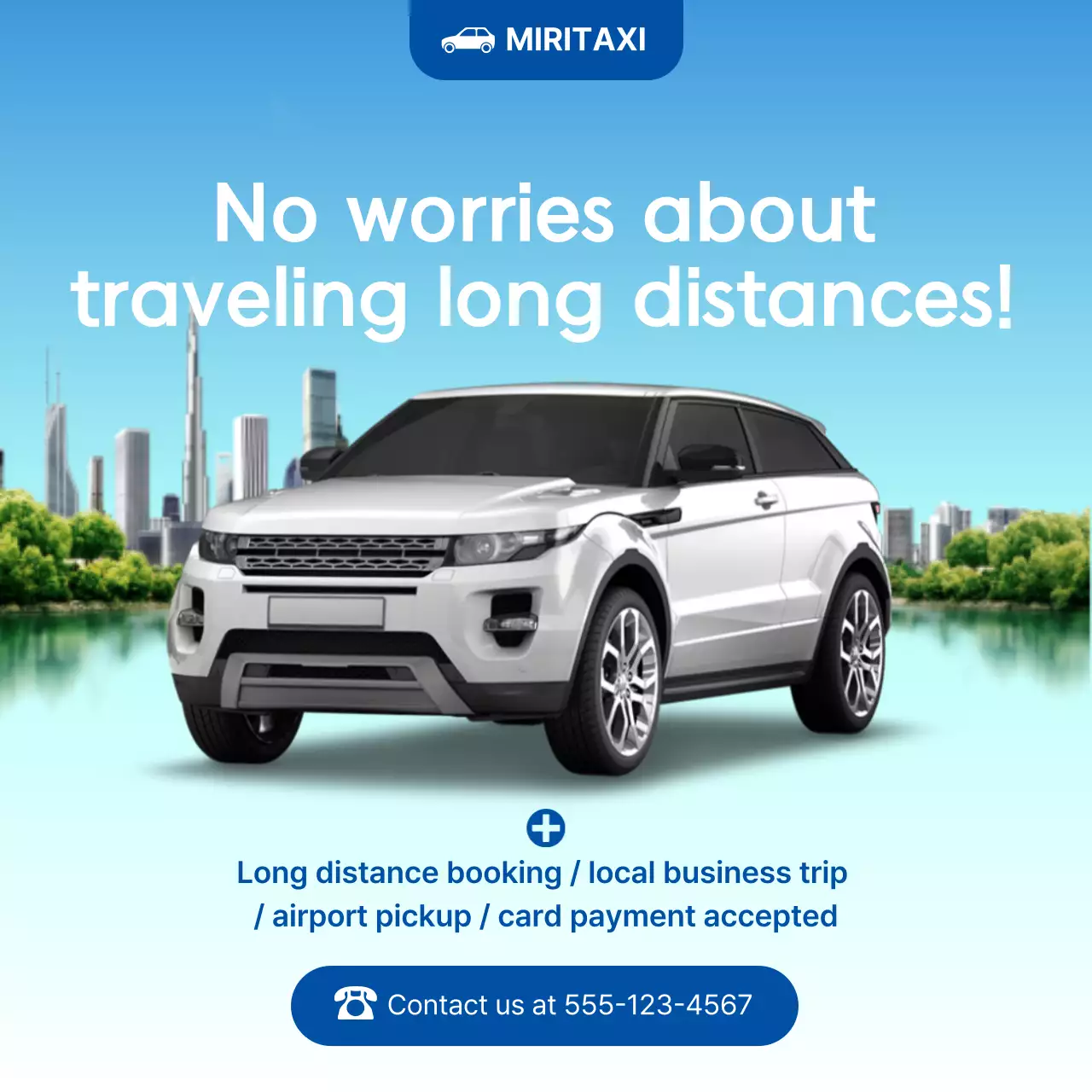 blue modern taxi service promotion