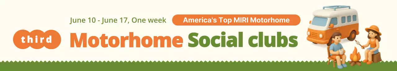 promoção de motorhome retrô laranja