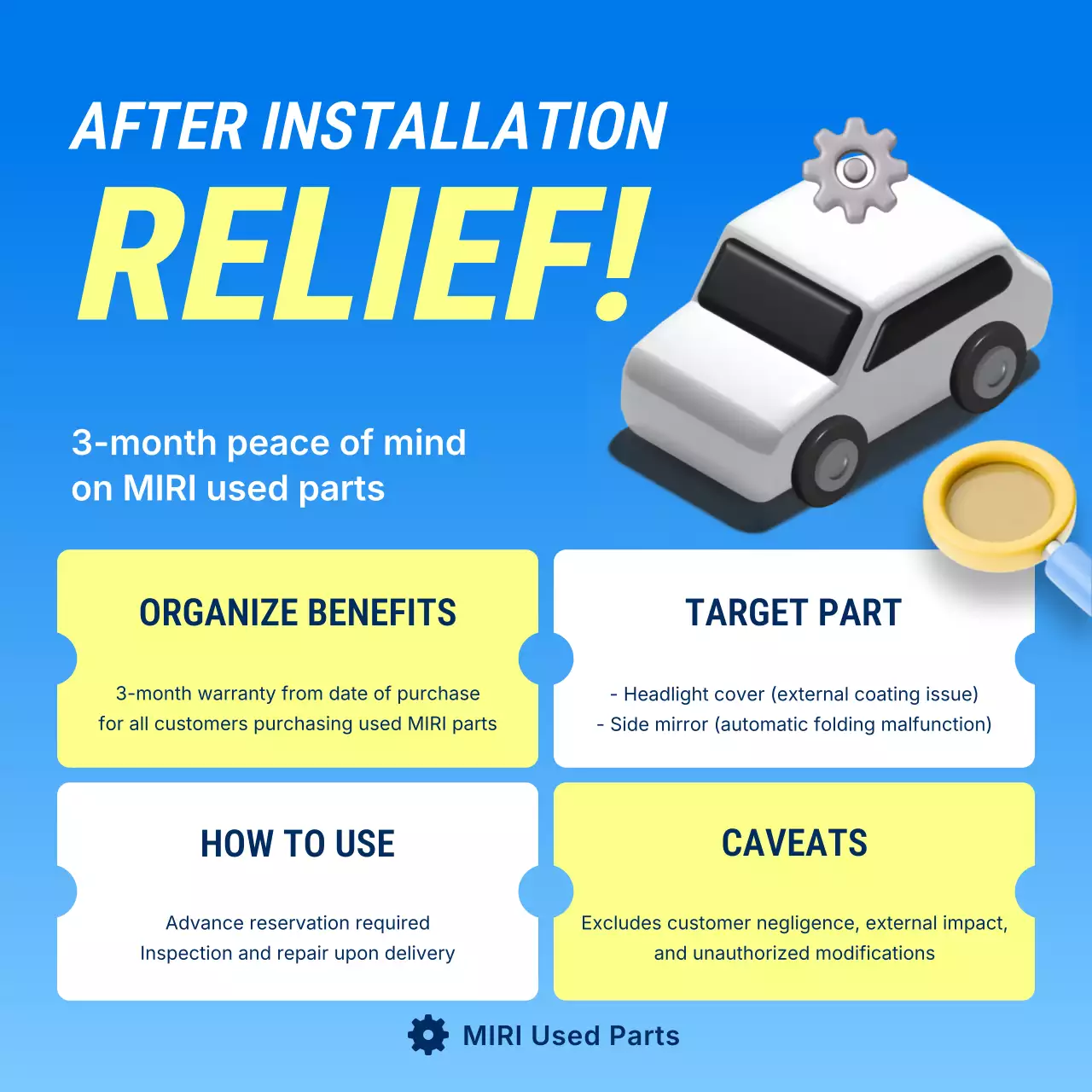 anúncio de garantia de carro moderno azul