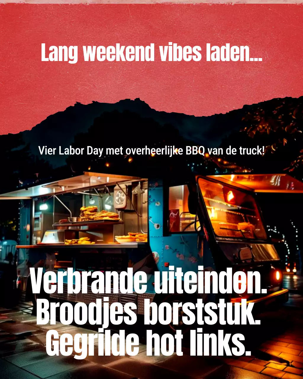 Instagram-bericht over de promotie van een retro foodtruck-barbecue