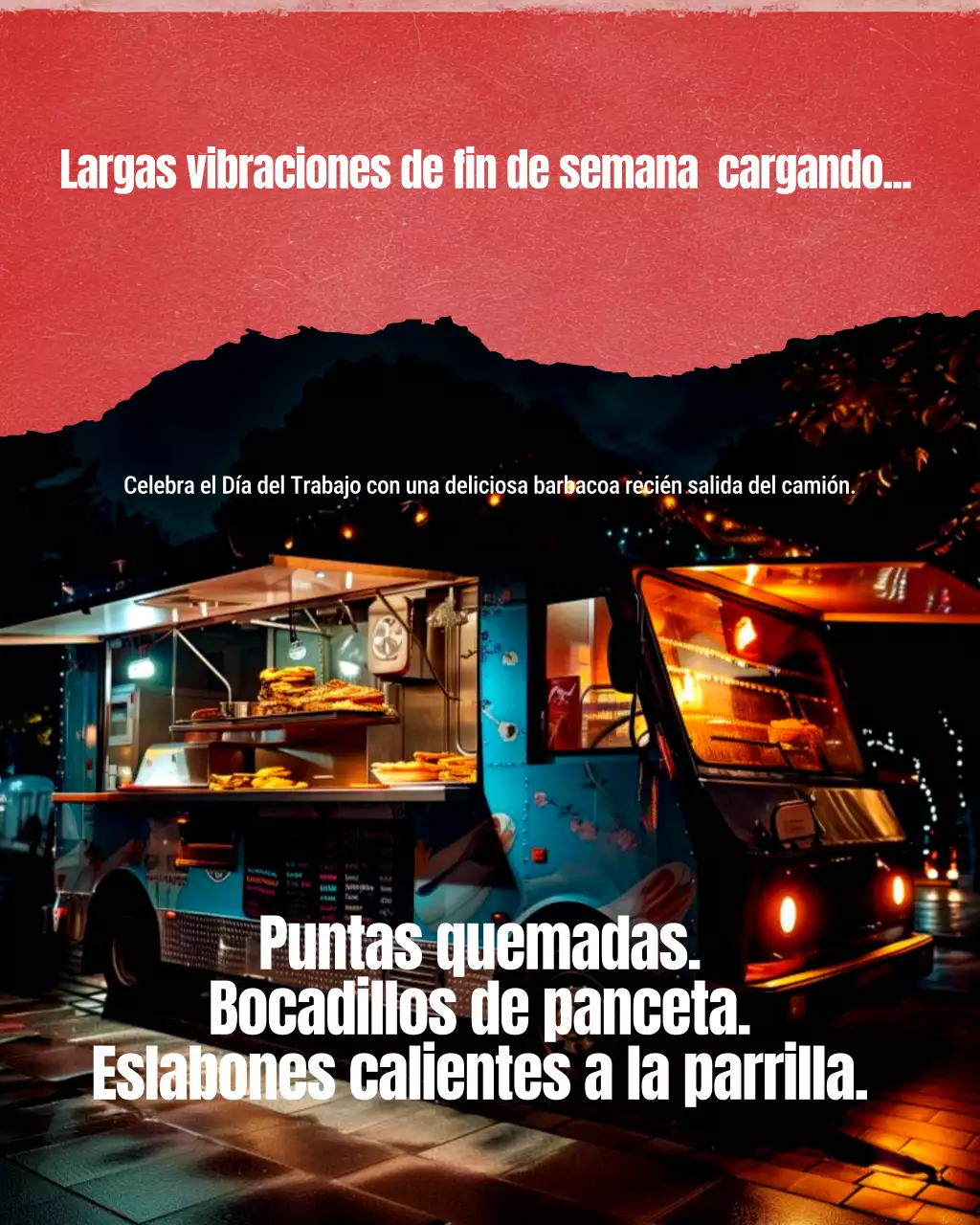 Publicación de Instagram sobre la promoción de barbacoa de un food truck retro