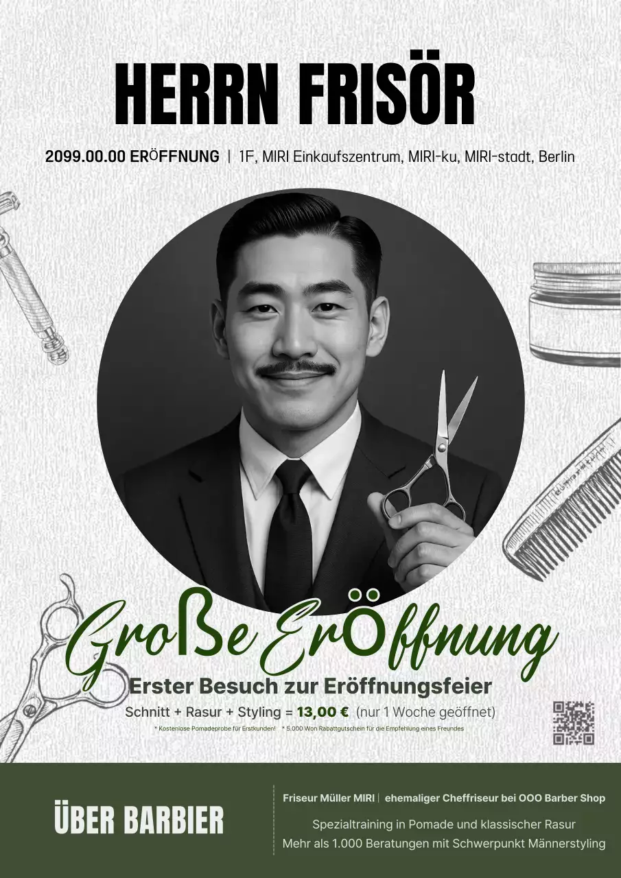 Grauer Vintage Barbershop – Große Eröffnungsveranstaltung