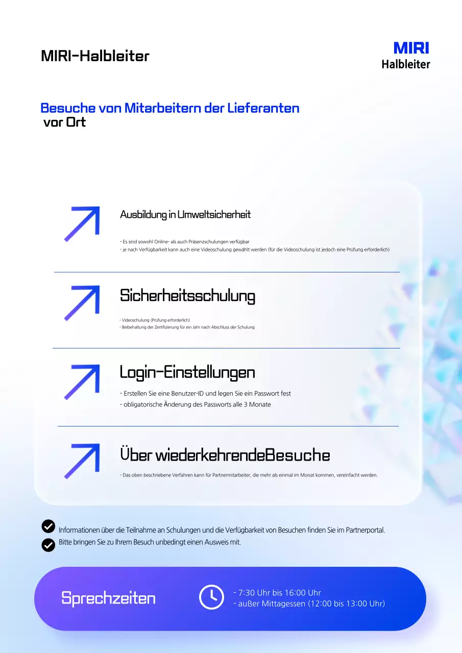 Leitfaden für den Besuch der Blue Clean Business Site