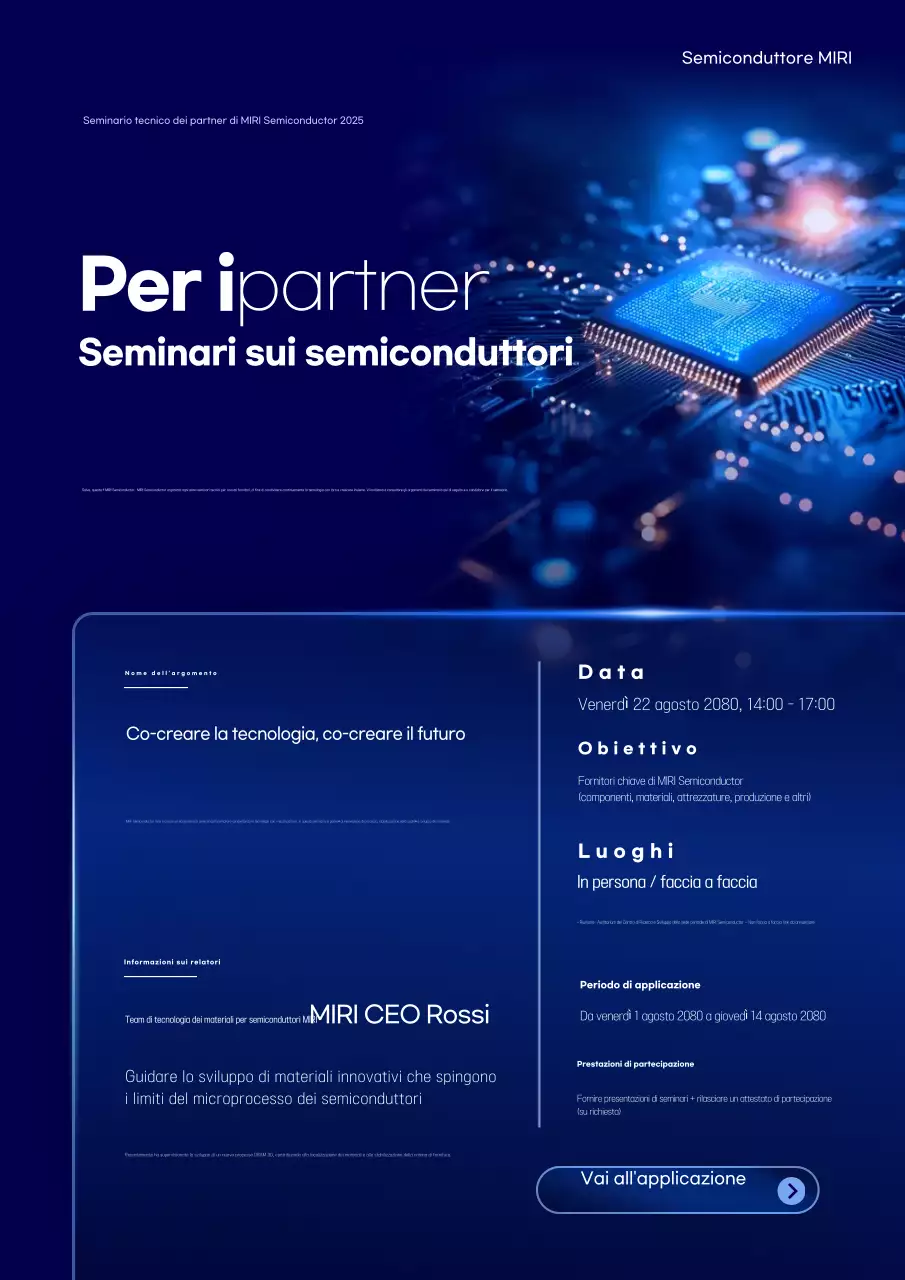 Guida al seminario sulla tecnologia moderna blu