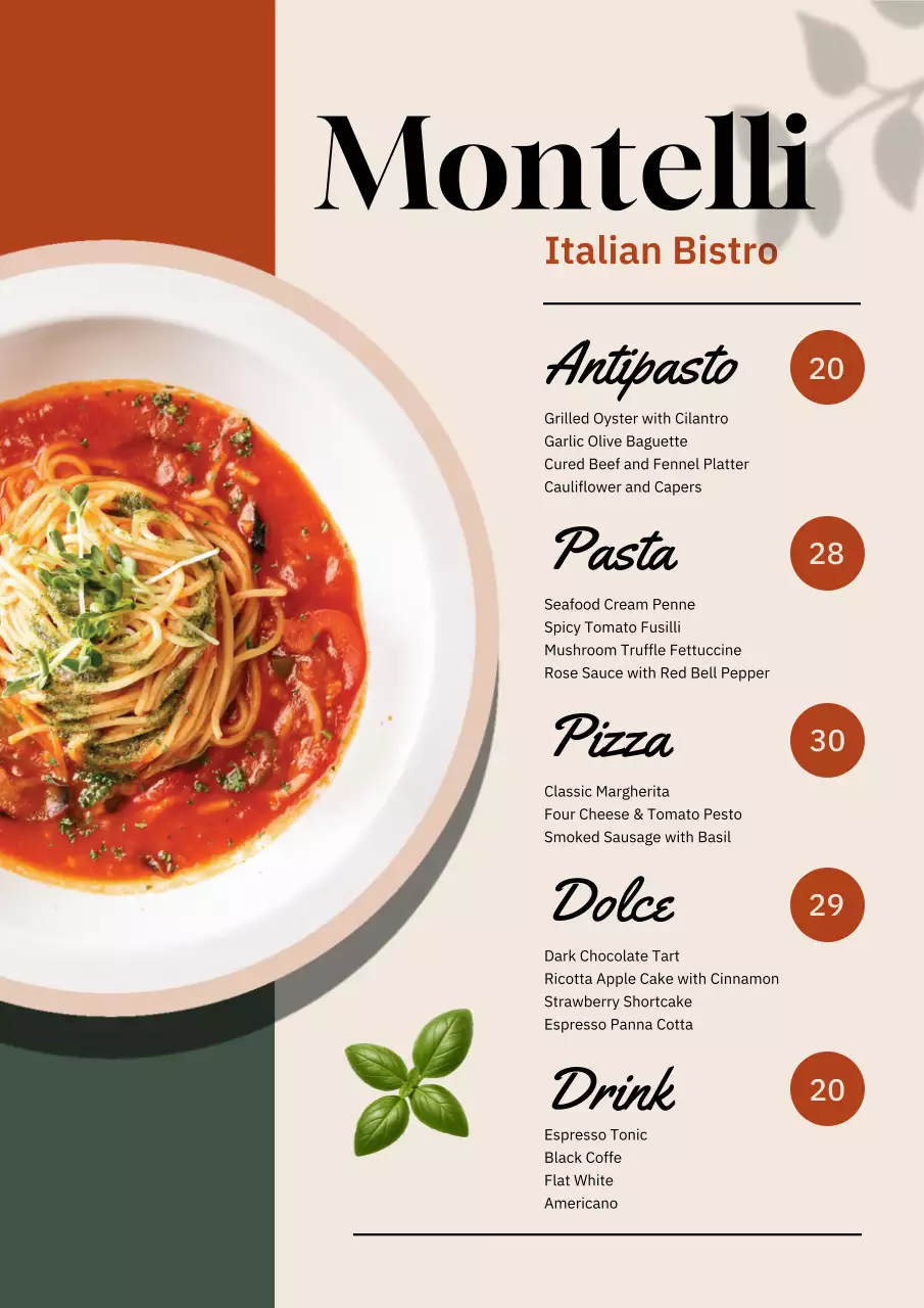 Beige Elegant Restaurant Menu Poster