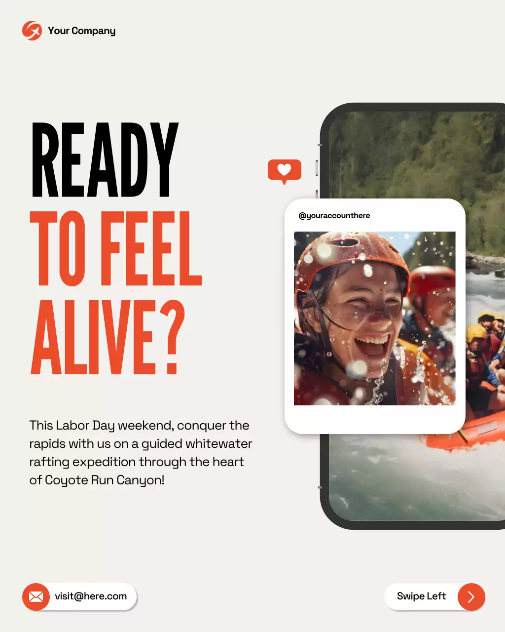 Orange Trendy Rafting Promotion Instagram Post