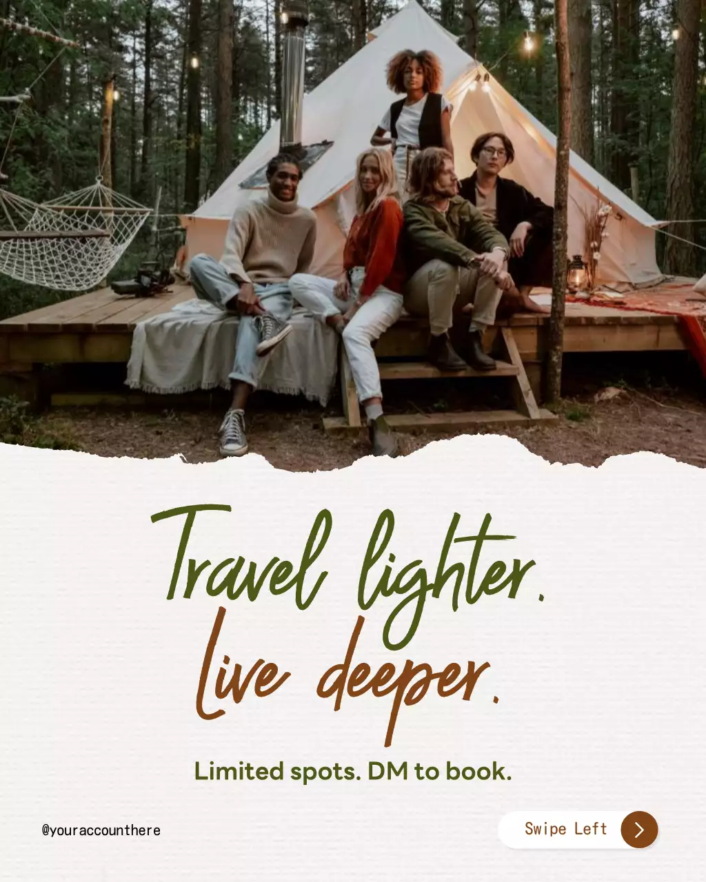 Beige Rustic Glamping Advertisement Instagram Post