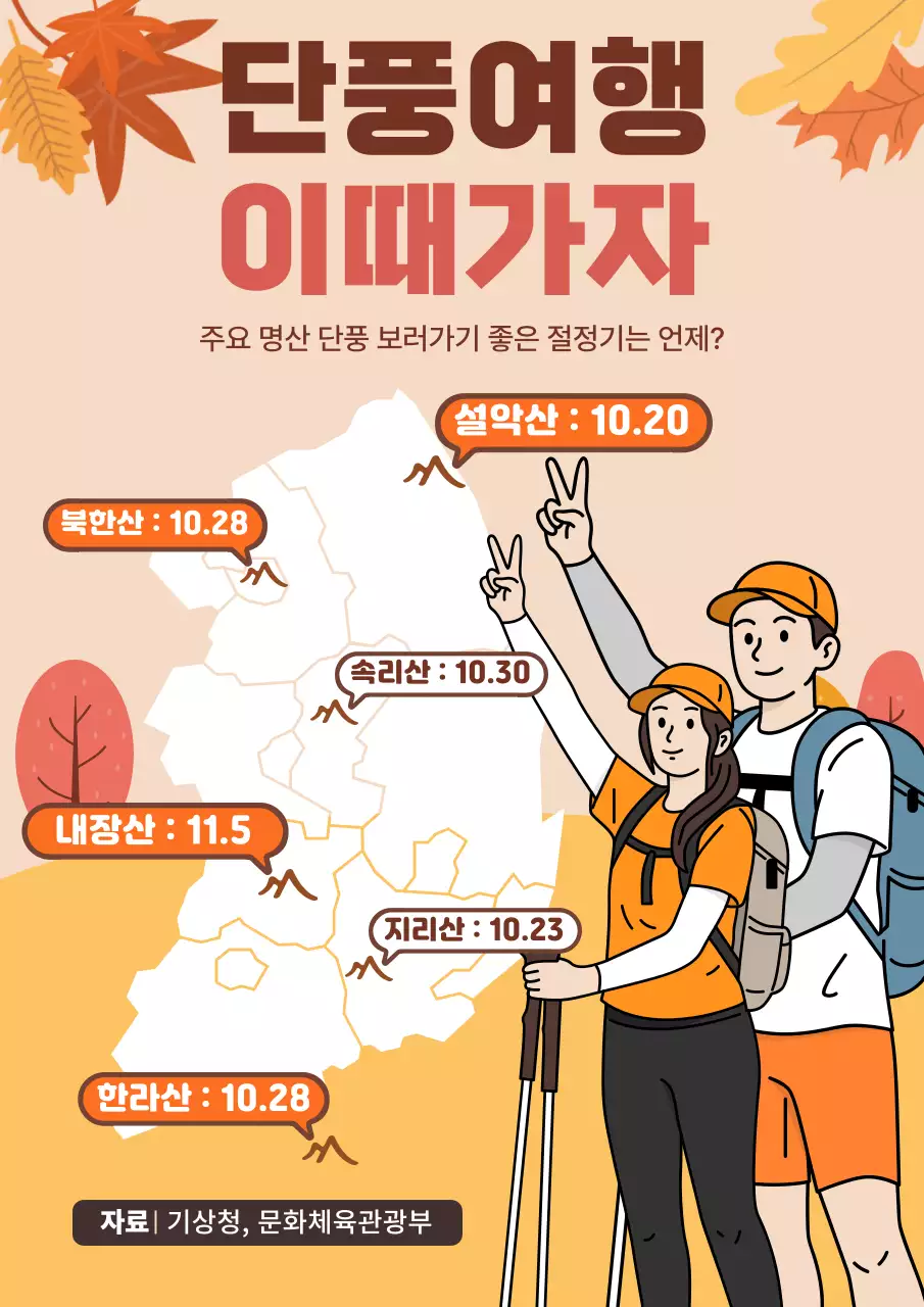 주황 아기자기한 단풍 여행 안내