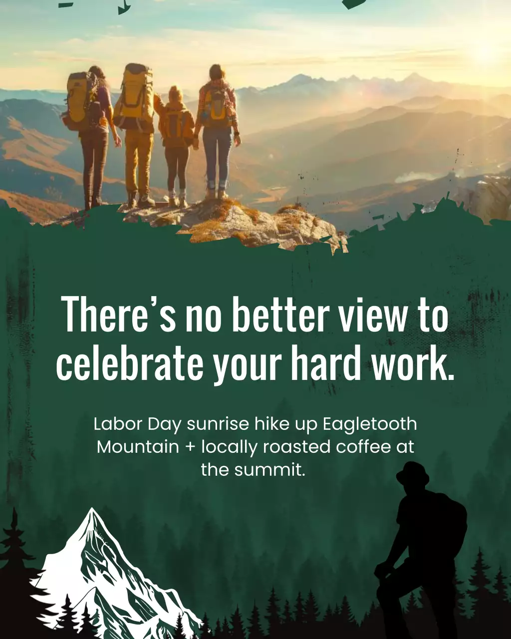 Dark Green Labor Day Sunrise Summit Hike Social Media Template