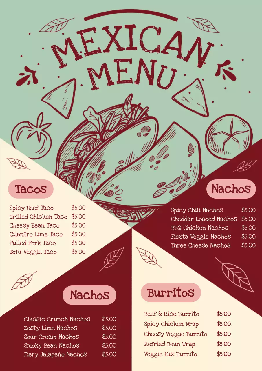Green Vintage Mexican Menu Design Poster