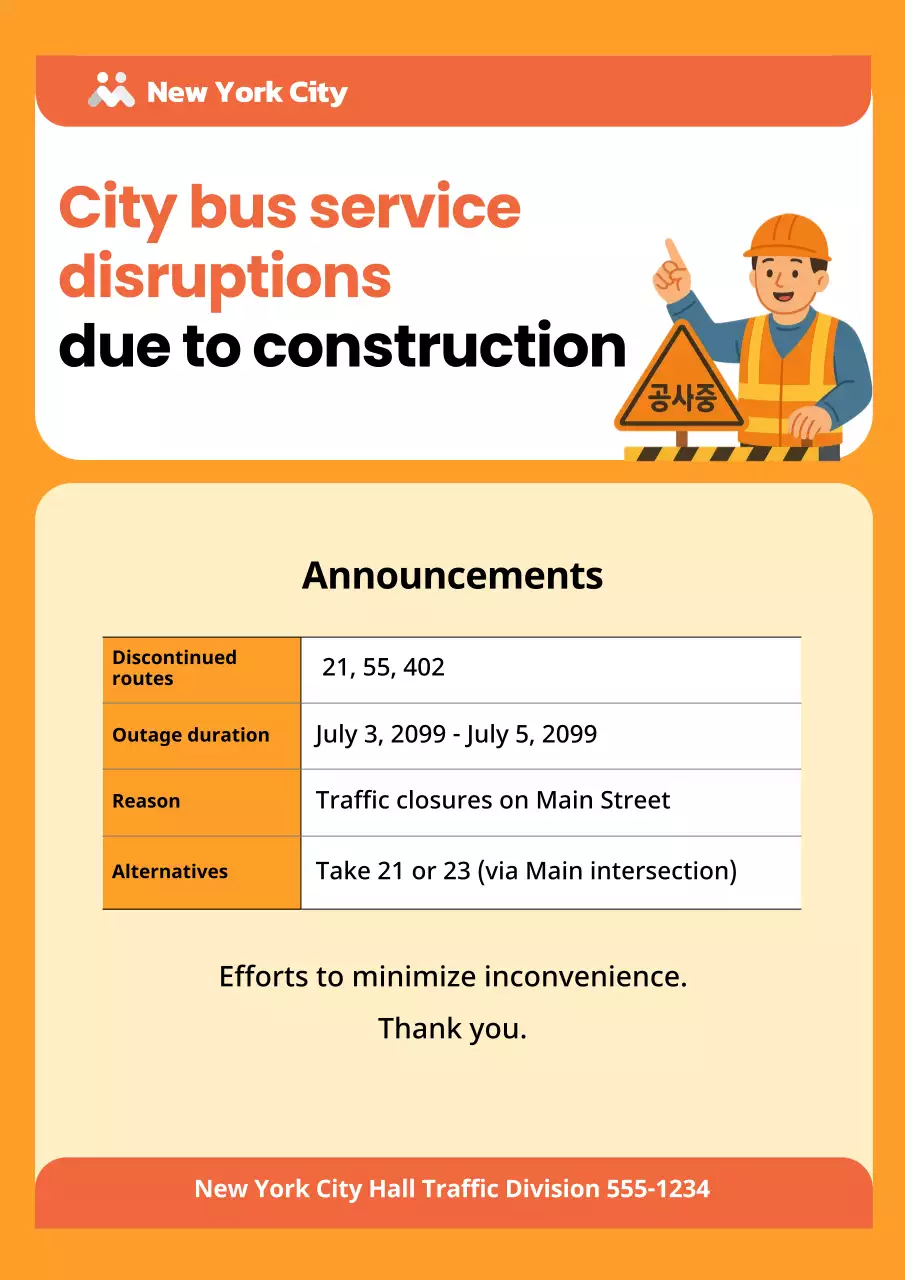 Orange modern transportation announcement