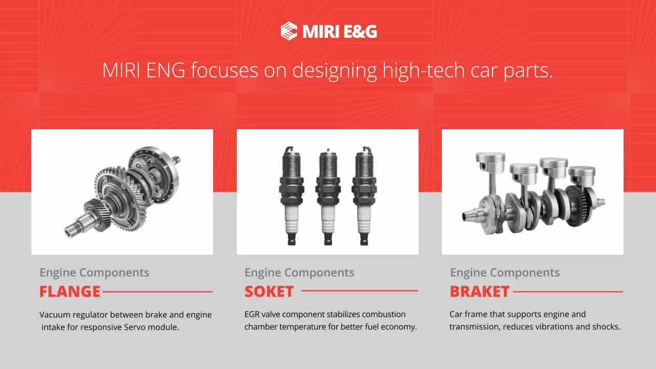 red modern car parts advertisement