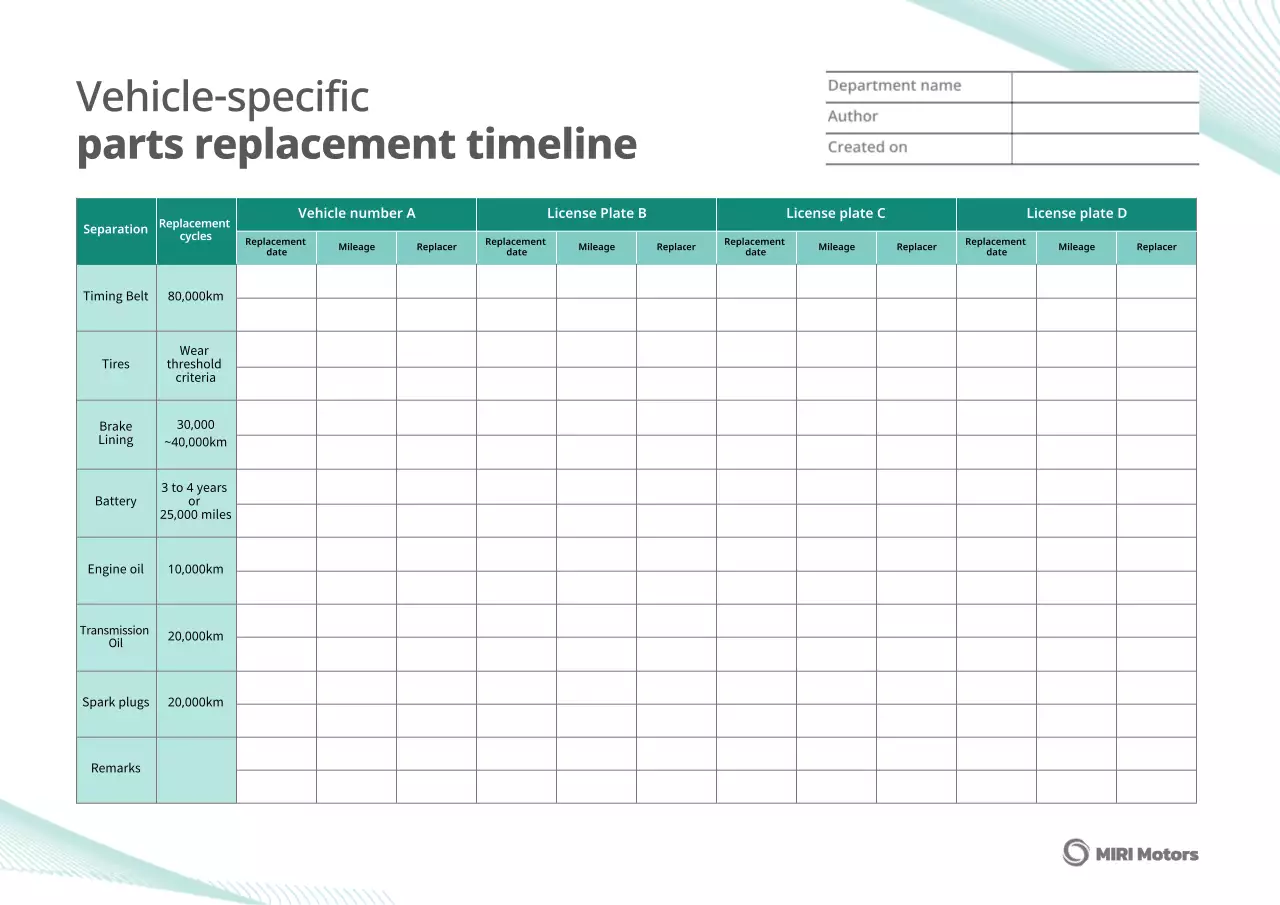teal modern vehicle schedule