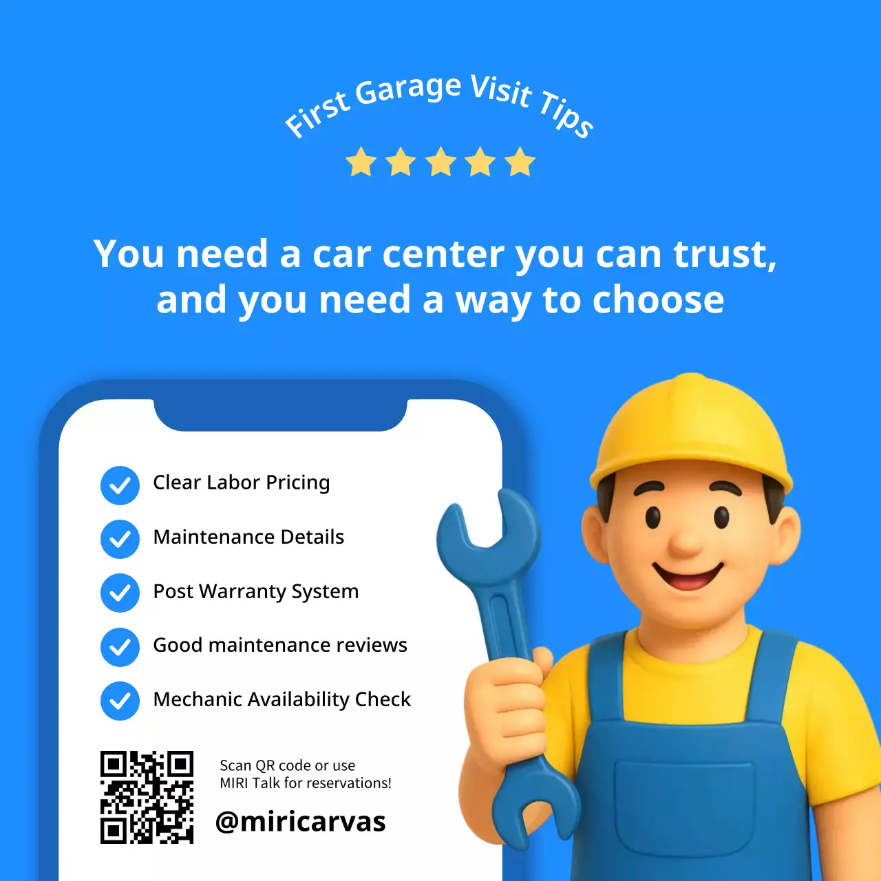 blue modern garage checklist