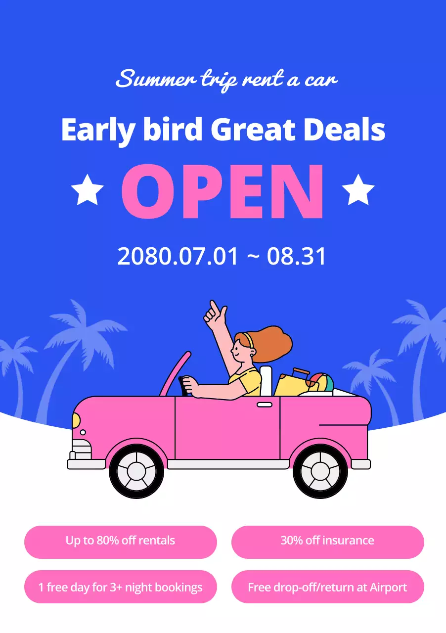 quảng cáo cho thuê xe hơi cổ điển màu xanh