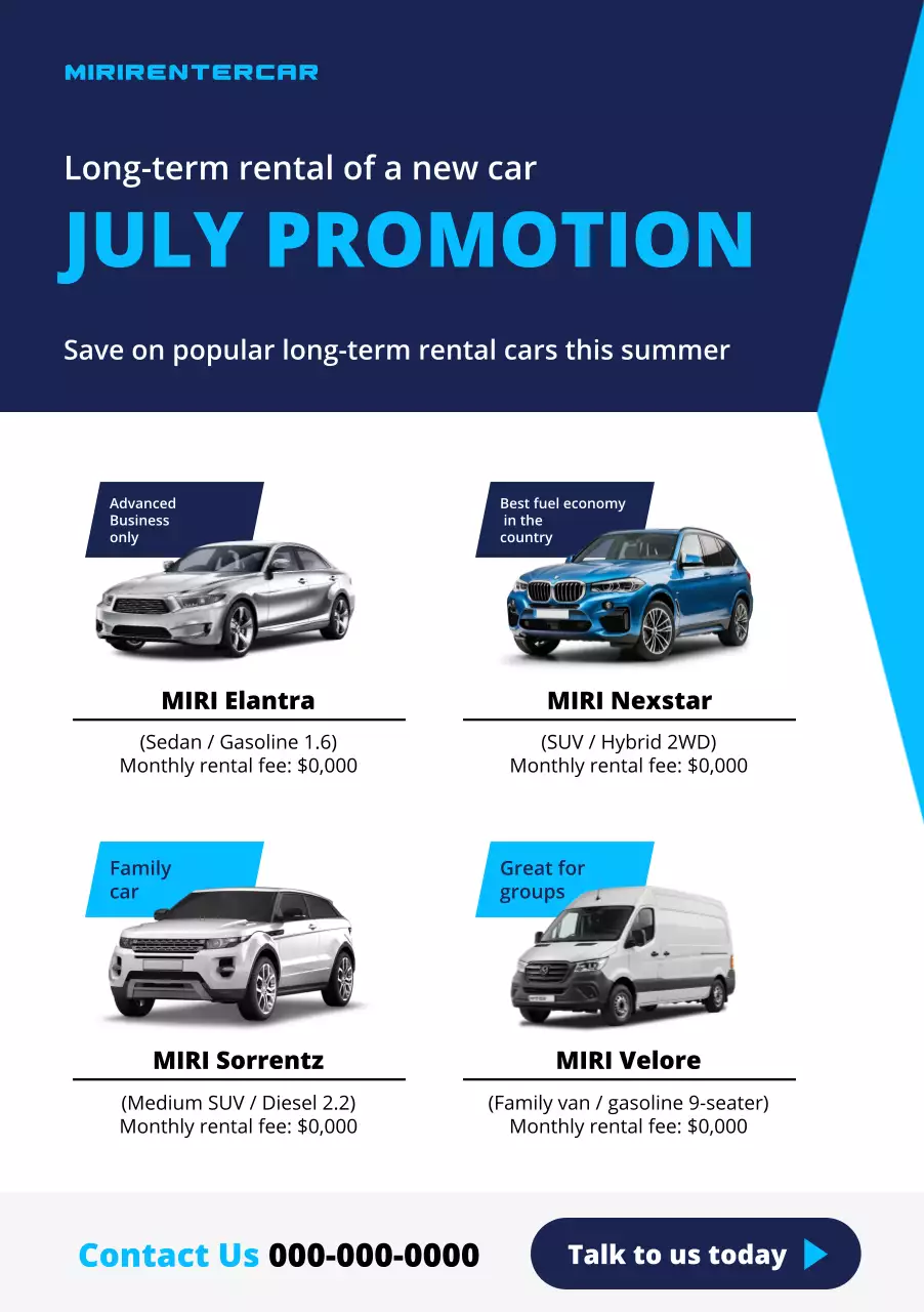 promosi mobil modern biru