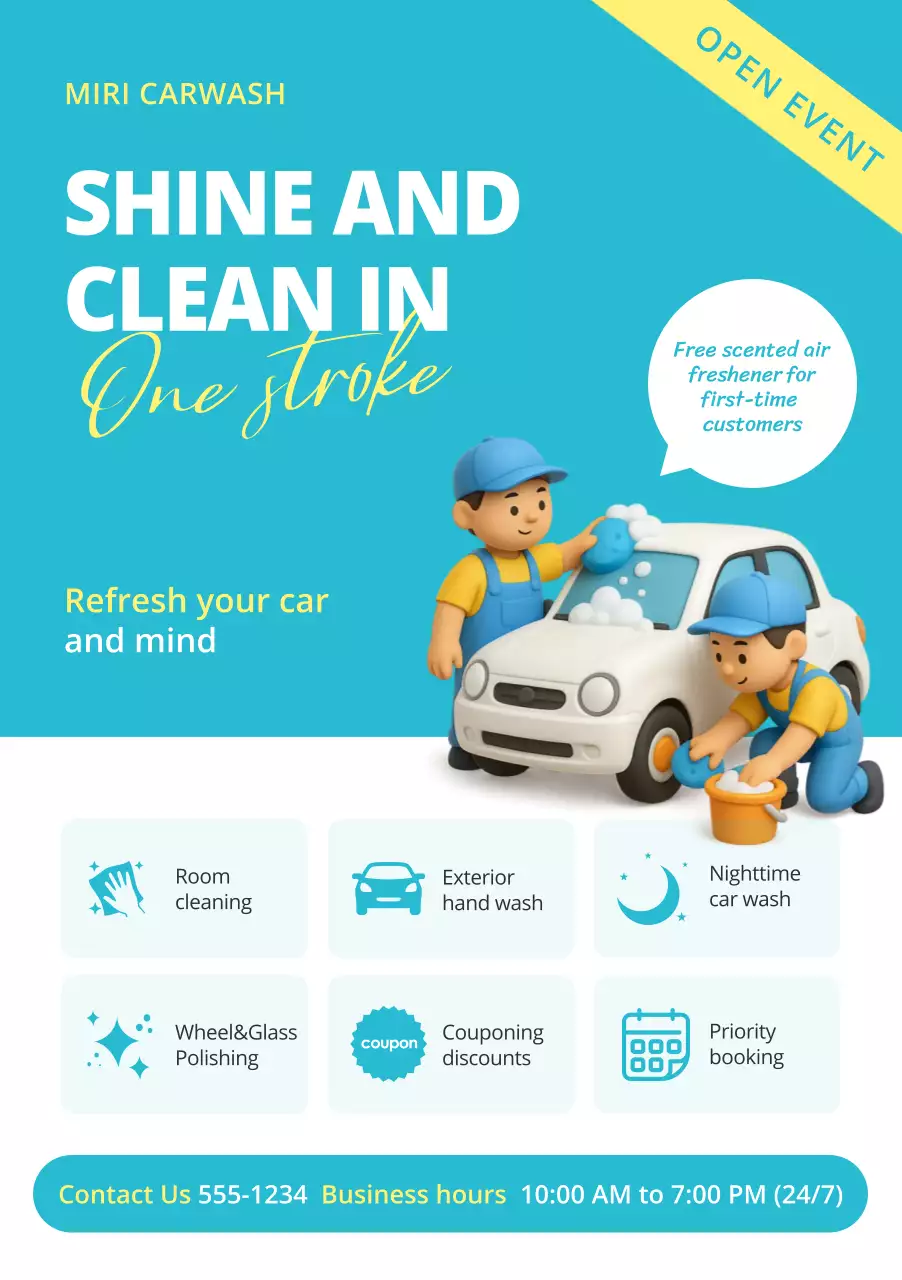 blue modern car wash promotion