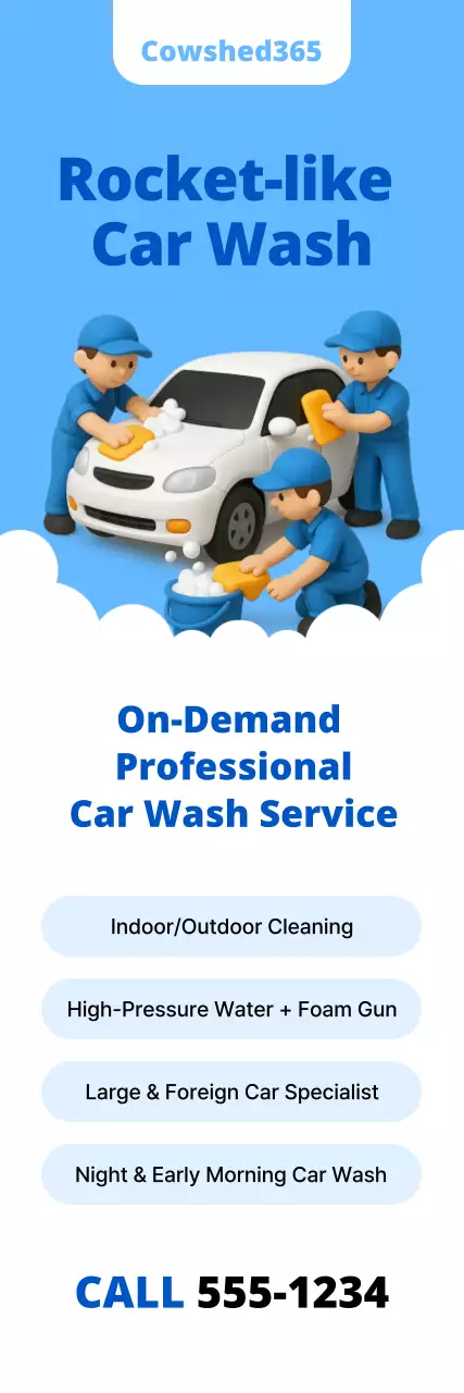 propaganda de lavagem de carros moderna azul