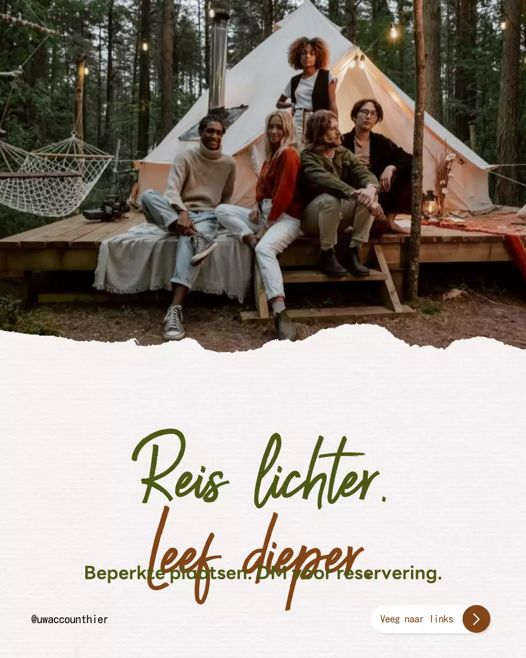 Beige rustieke glamping advertentie Instagram-bericht