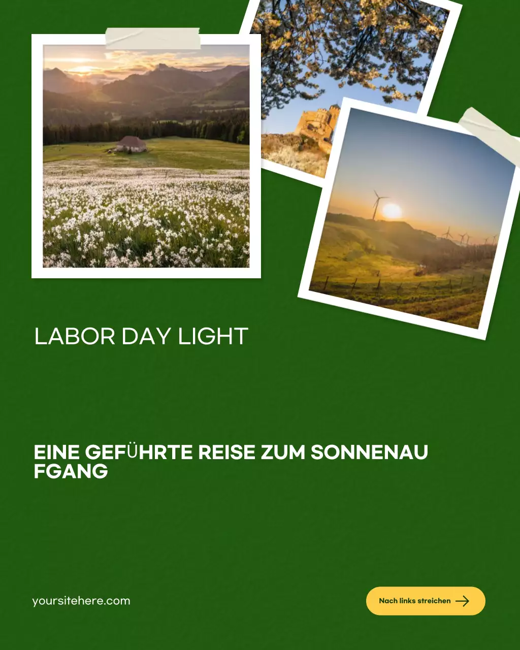 Grüne ästhetische Reiseeinladung Instagram-Post