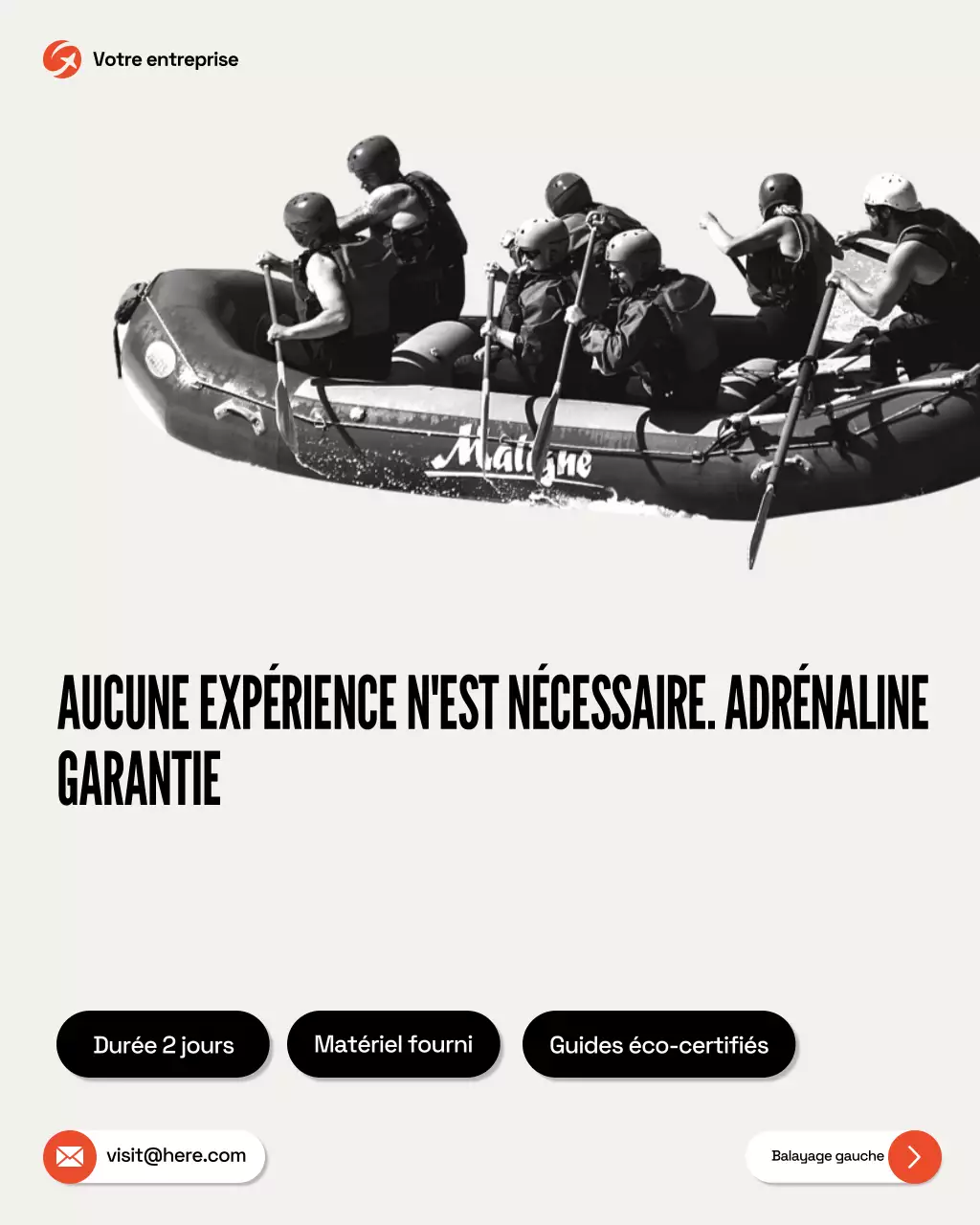 Publication Instagram de promotion du rafting Orange Trendy