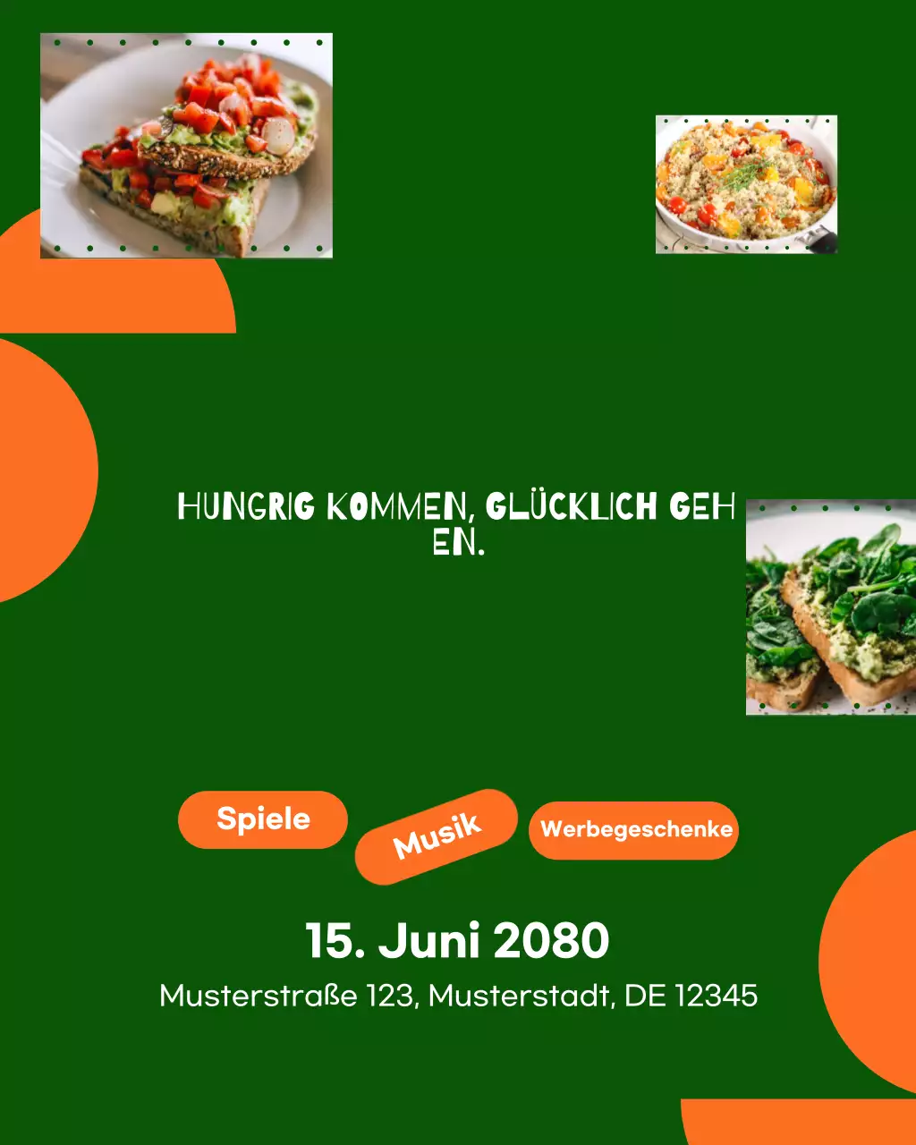 Instagram-Post zur Werbung für grünes Retro-Essen