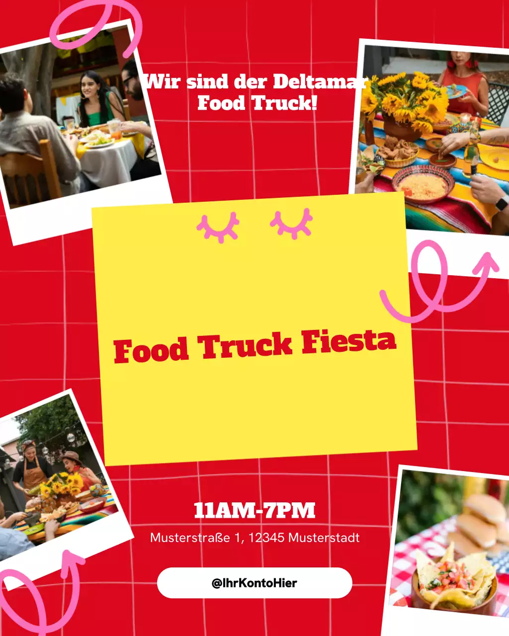 Roter trendiger Instagram-Beitrag zur Lebensmittelwerbung