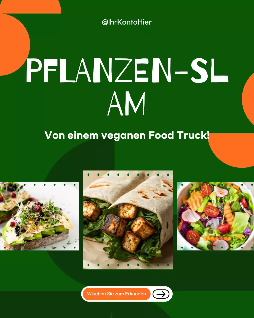 Instagram-Post zur Werbung für grünes Retro-Essen