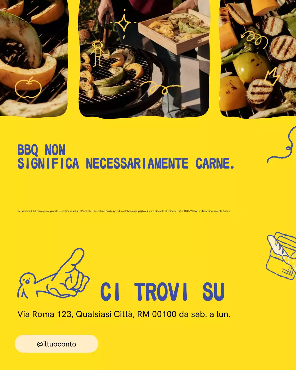 Post Instagram promozionale vegano alla moda giallo