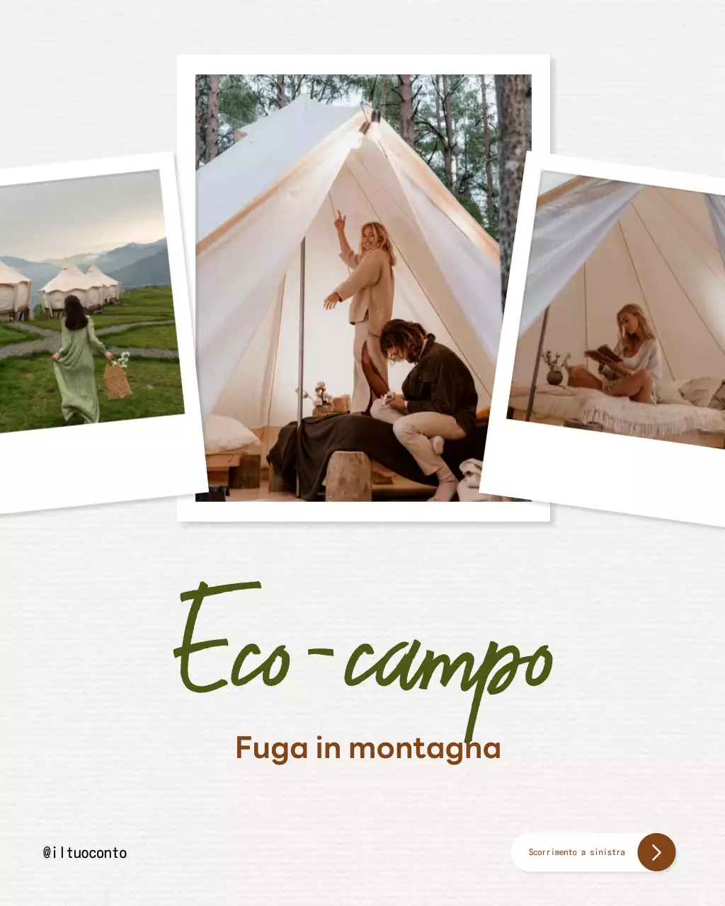 Post di Instagram pubblicitario di Glamping rustico beige