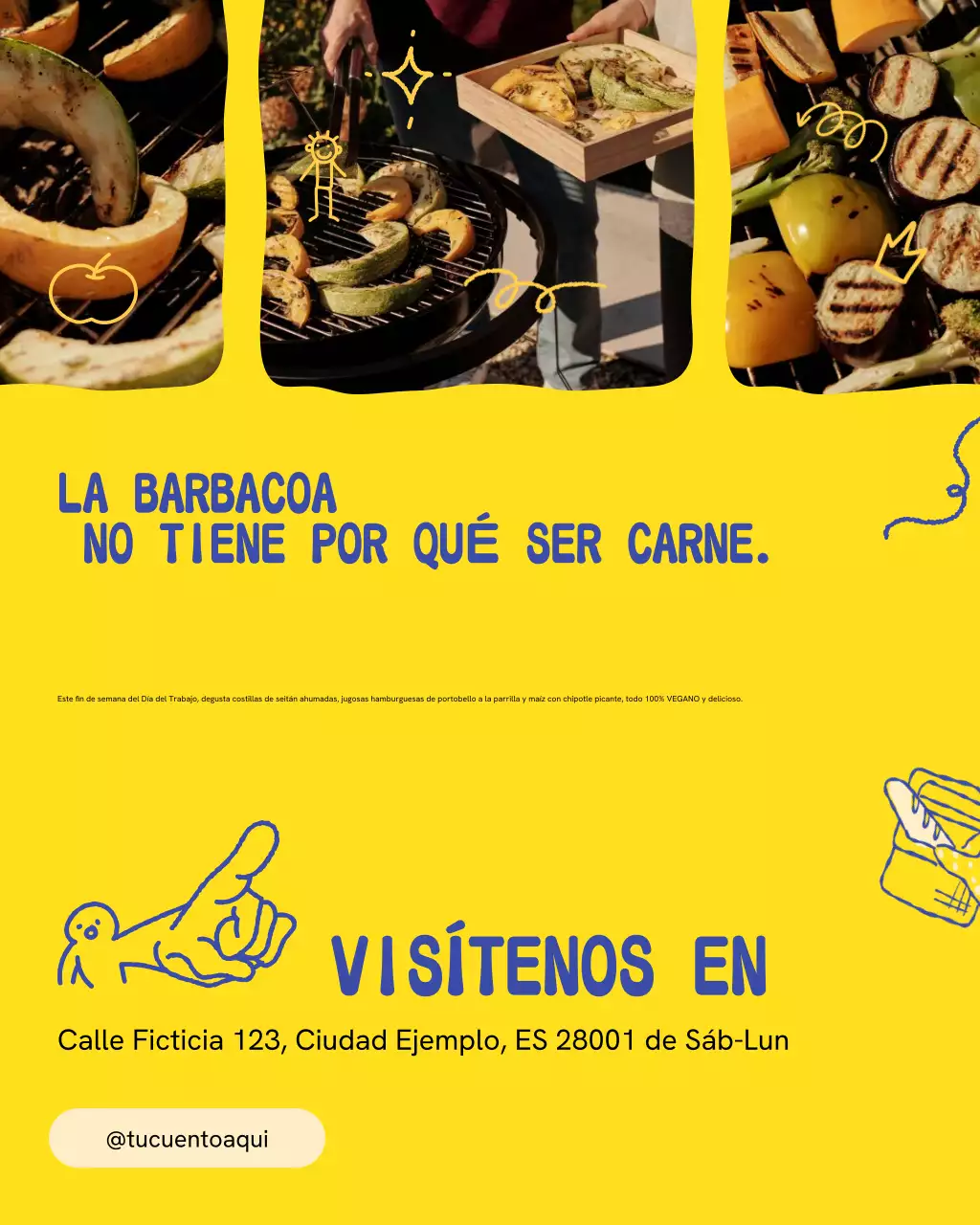 Publicación de Instagram de promoción vegana de moda amarilla