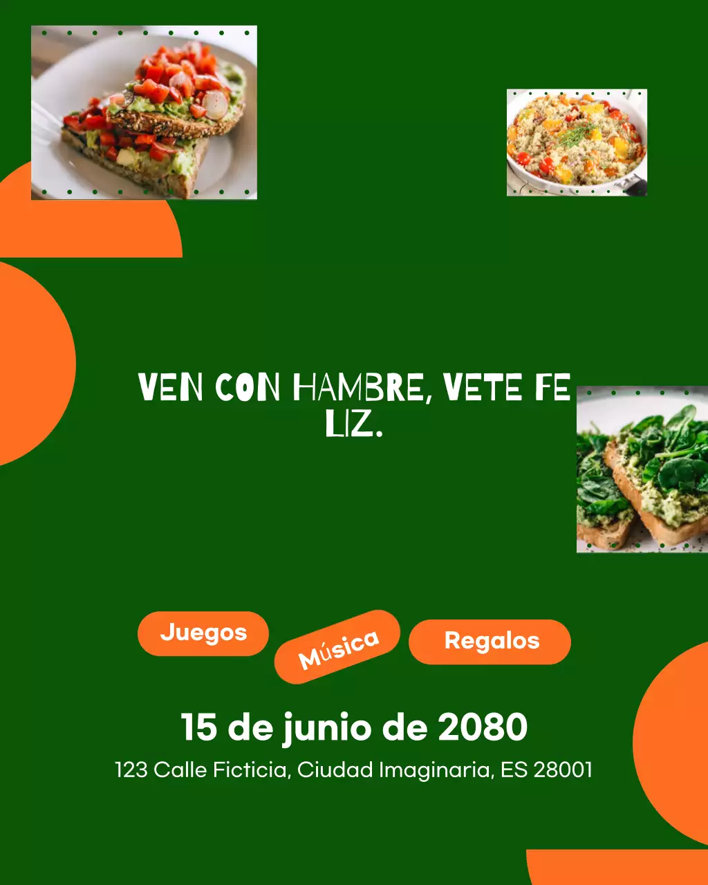 Publicación de Instagram sobre promoción de comida retro verde