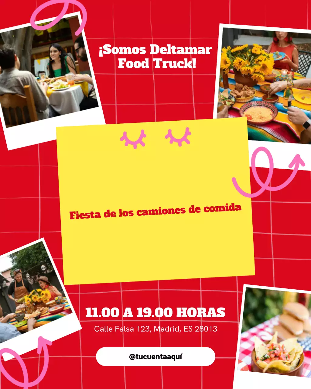 Publicación de Instagram de promoción de comida de moda roja