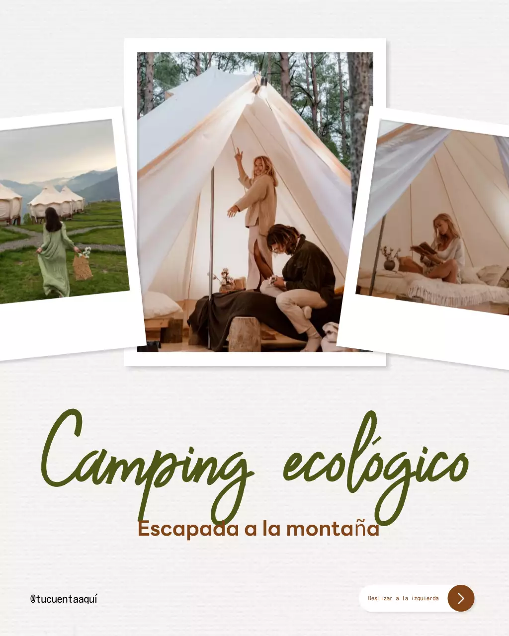 Publicación de Instagram sobre glamping rústico beige