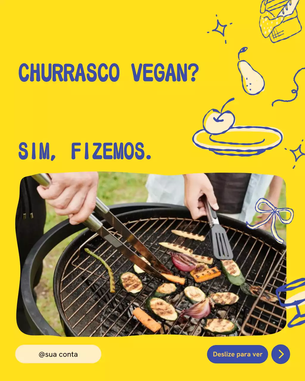 Postagem de promoção vegana amarela da moda no Instagram