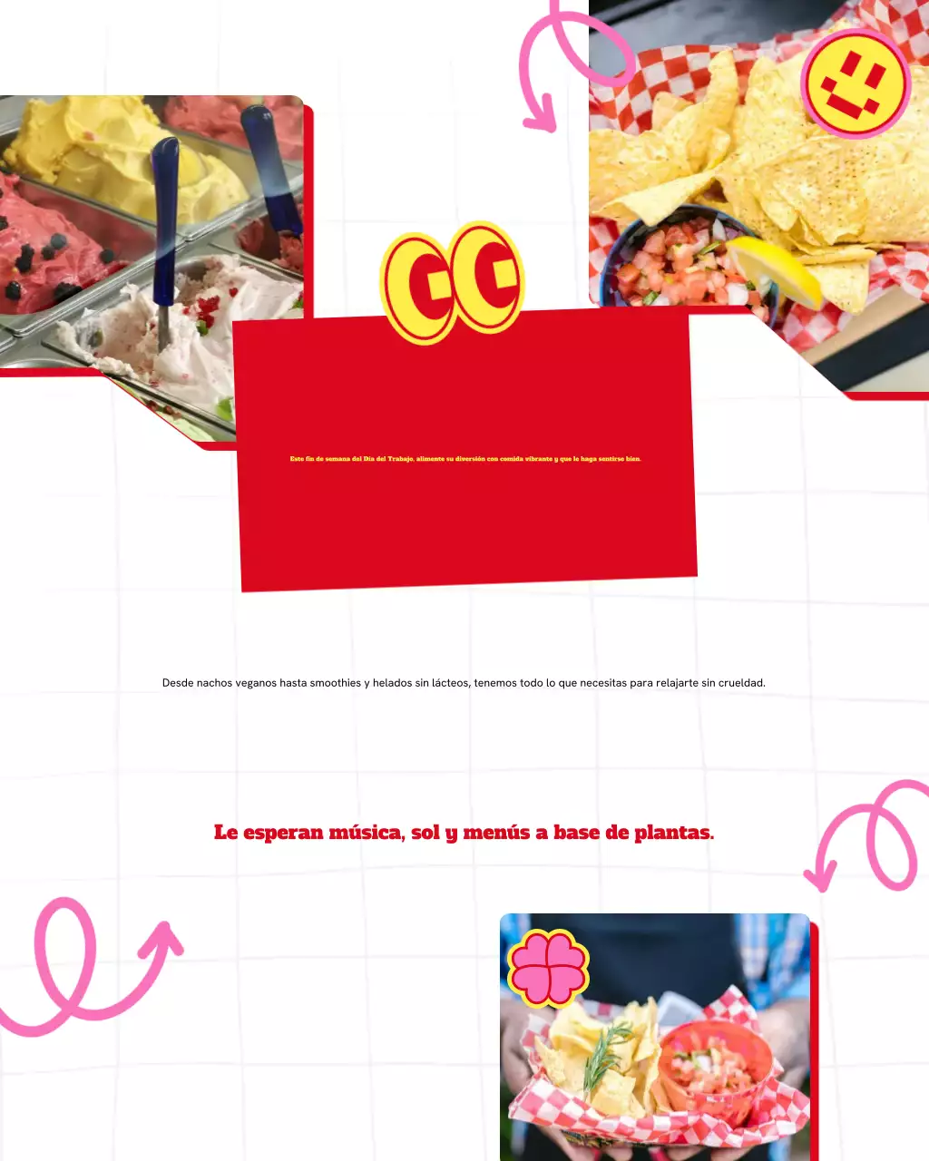 Publicación de Instagram de promoción de comida de moda roja