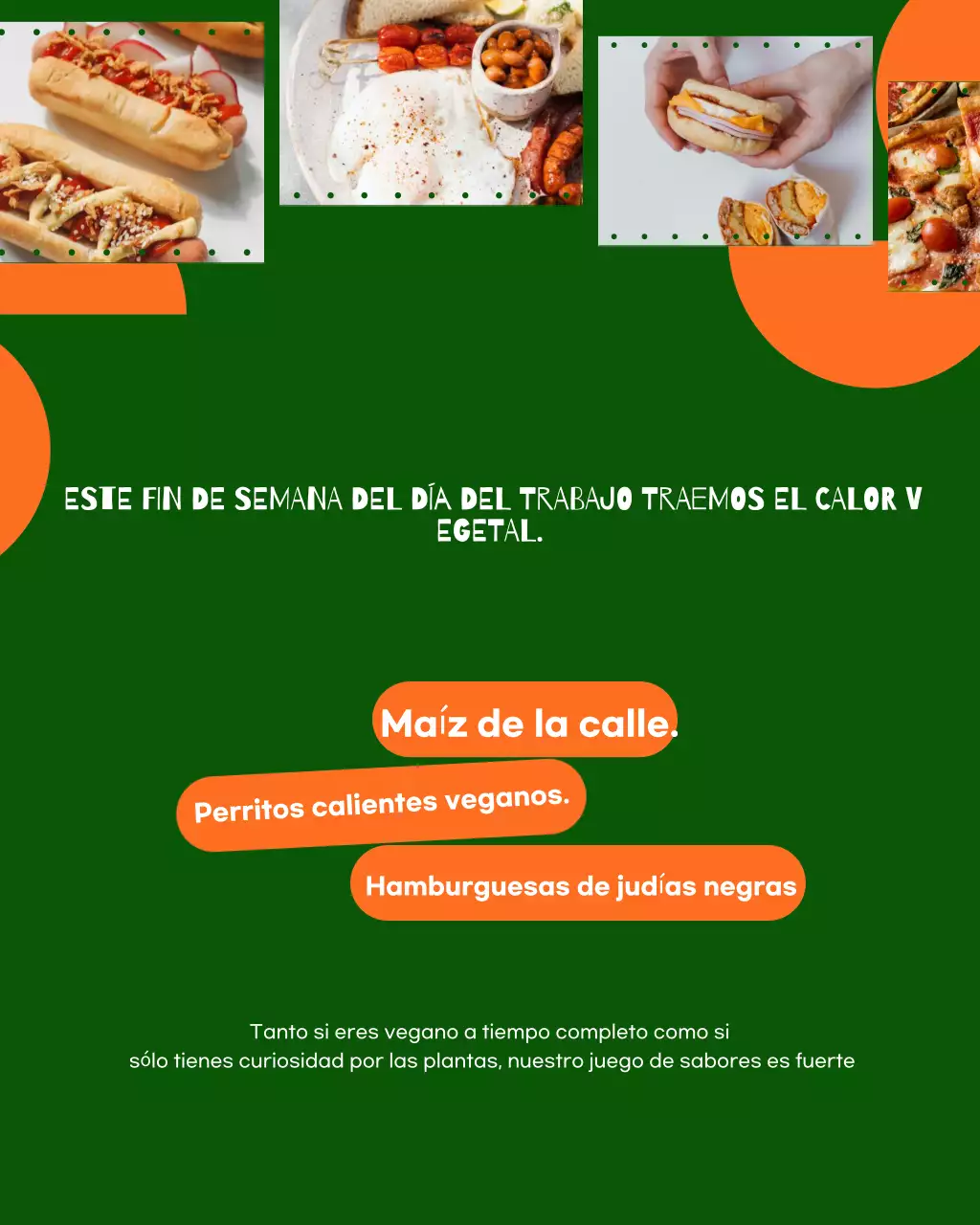 Publicación de Instagram sobre promoción de comida retro verde