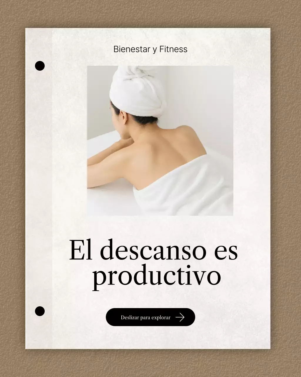 Publicación de Instagram sobre la promoción de bienestar minimalista en beige