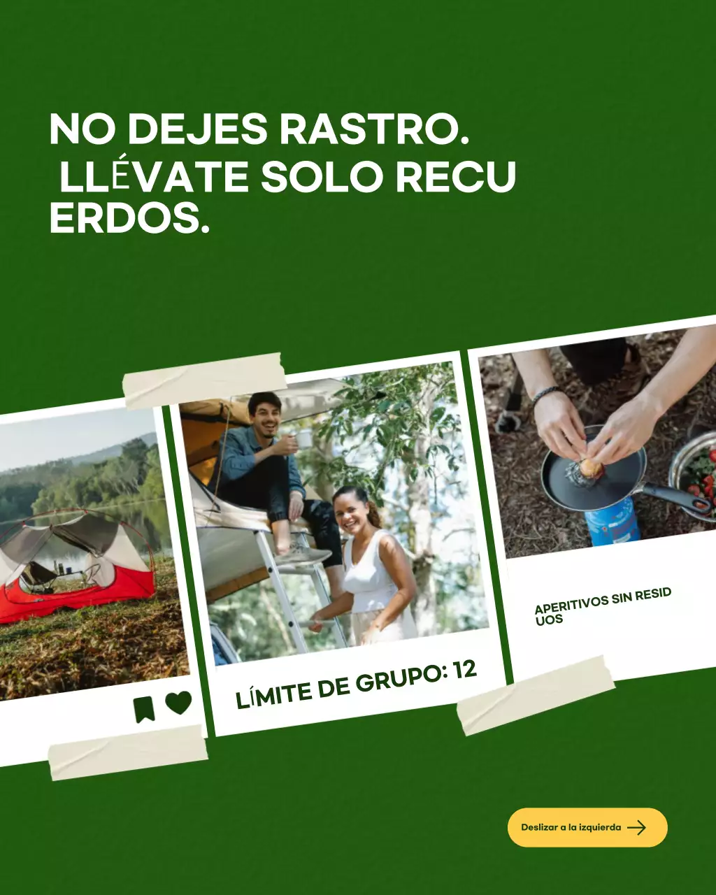 Publicación de Instagram de invitación de viaje con estética verde