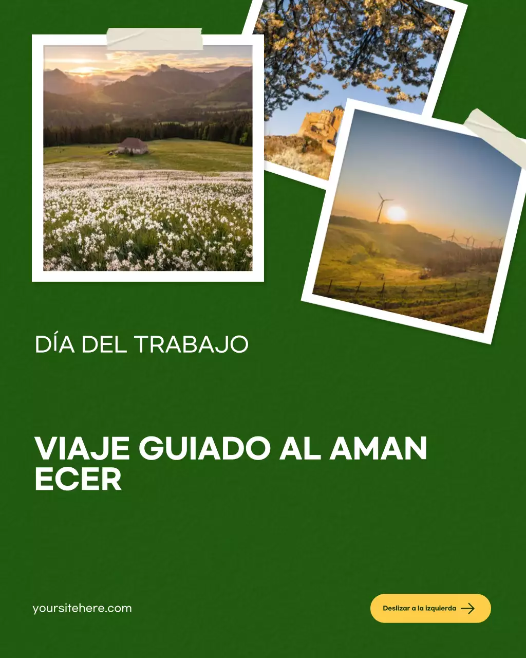 Publicación de Instagram de invitación de viaje con estética verde
